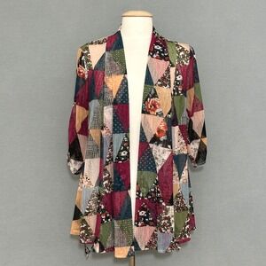 Ali Miles Womens Top PM Patchwork Floral Geometric Sheer Cover Up Boho Country